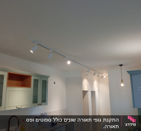 תאורת מסילה עם פנסים תלויים בתקרה